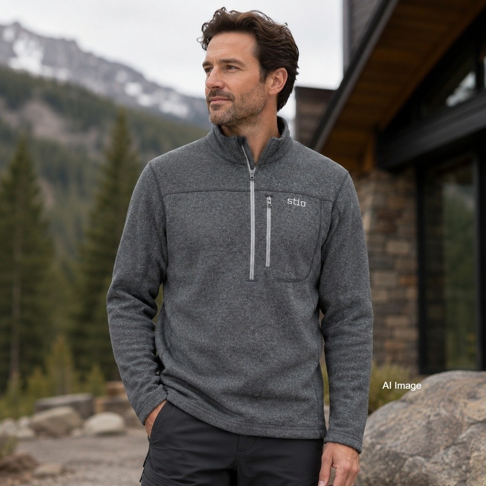 New Stio Wilcox Fleece Half Zip Pullover Mens XL Sweater Heather Grey Hiking